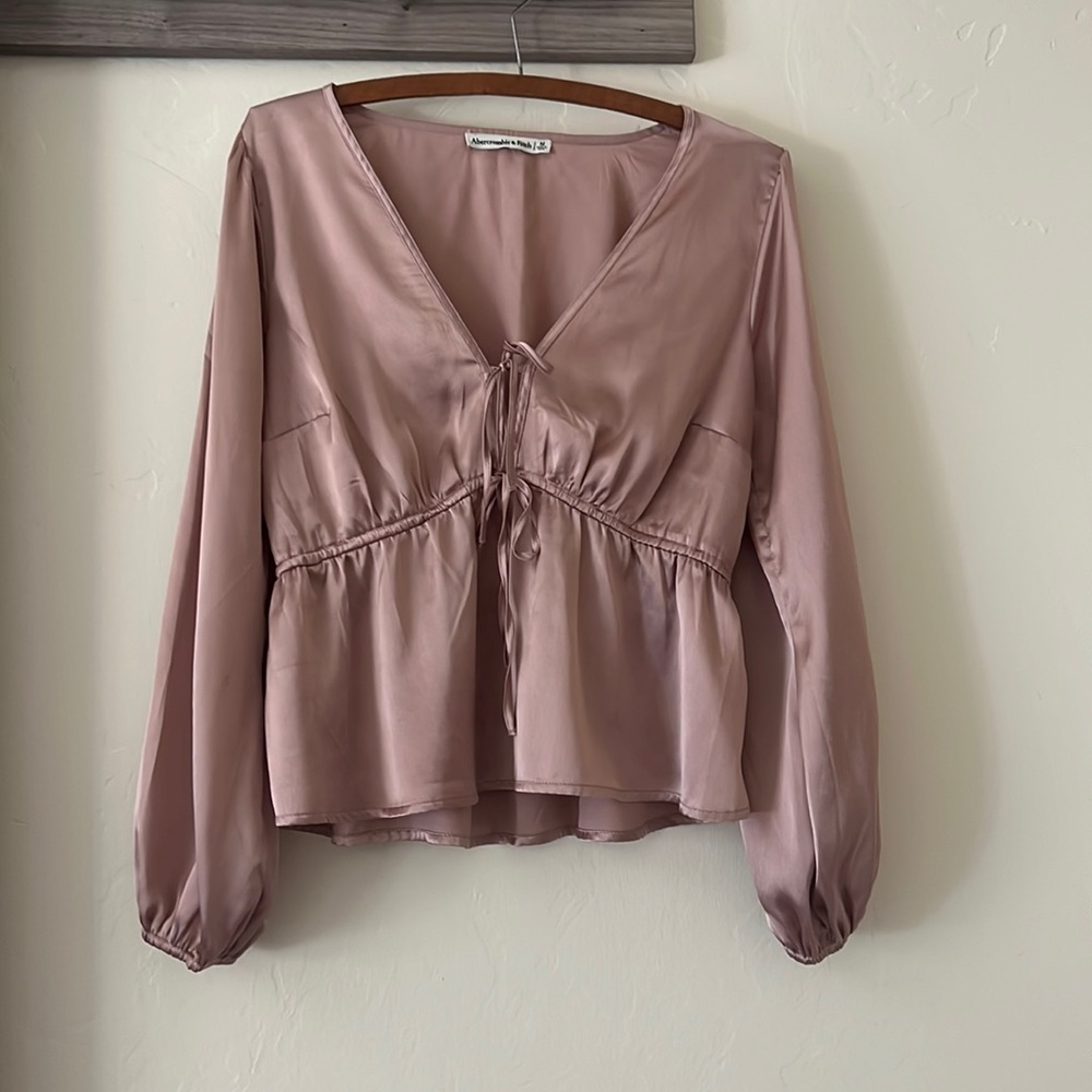 Abercrombie & Fitch pink satin blouse
